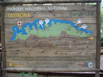 Mapa del parque Tayrona